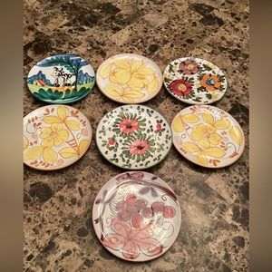 🐴 7 Vintage Hand Painted Plates Made In Italy Singed